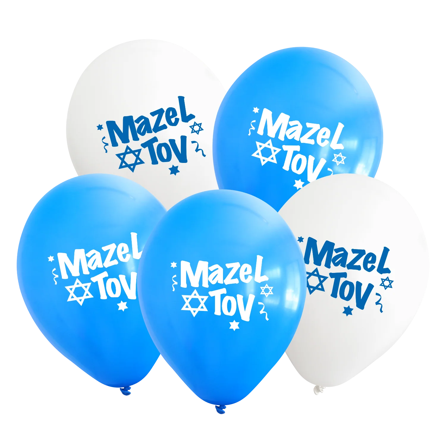 12" Mazel Tov Printed Assorted Standard Kalisan Latex Balloons (25 Per Bag)
