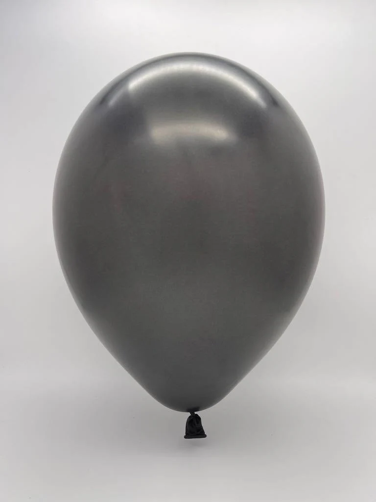12" Metallic Black Decomex Latex Balloons (100 Per Bag) - Image 2