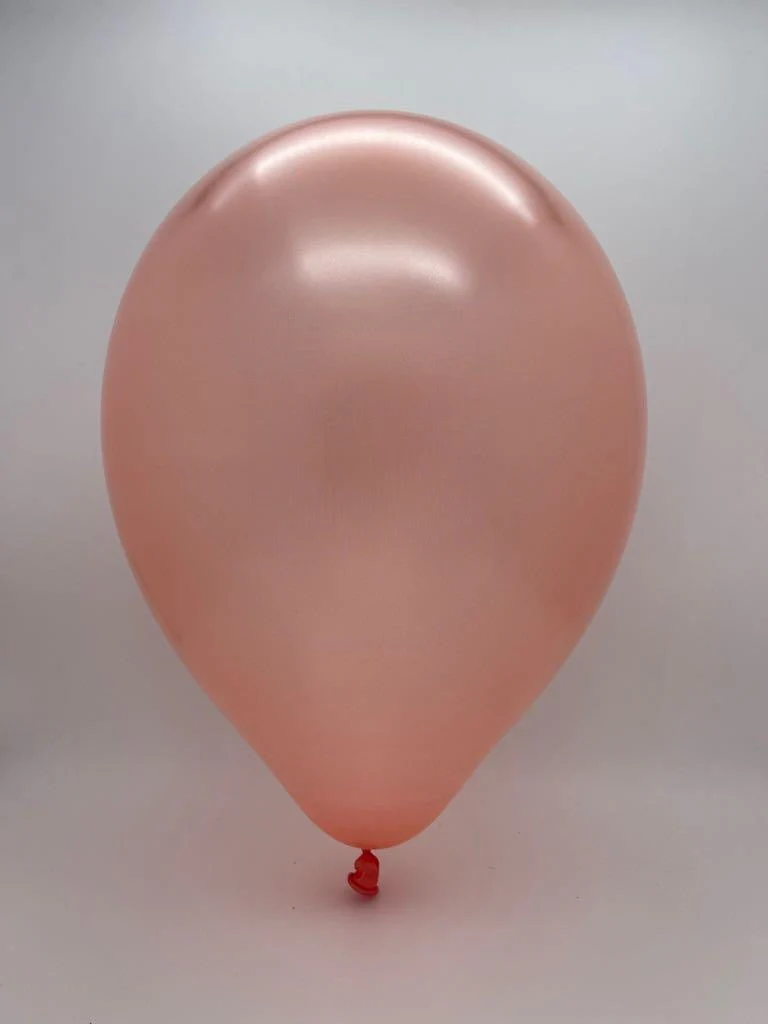 12" Metallic Rose Gold Decomex Latex Balloons (100 Per Bag) - Image 2