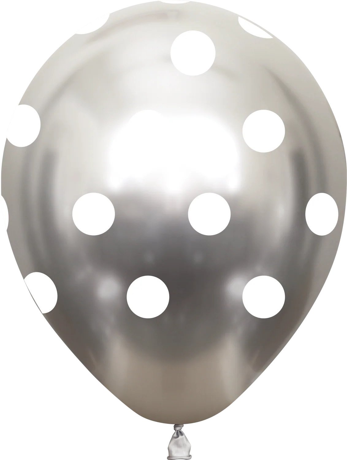12" Metallic Silver Polka Dots All Around Latex Balloons (25 Per Bag) 5 Side Print