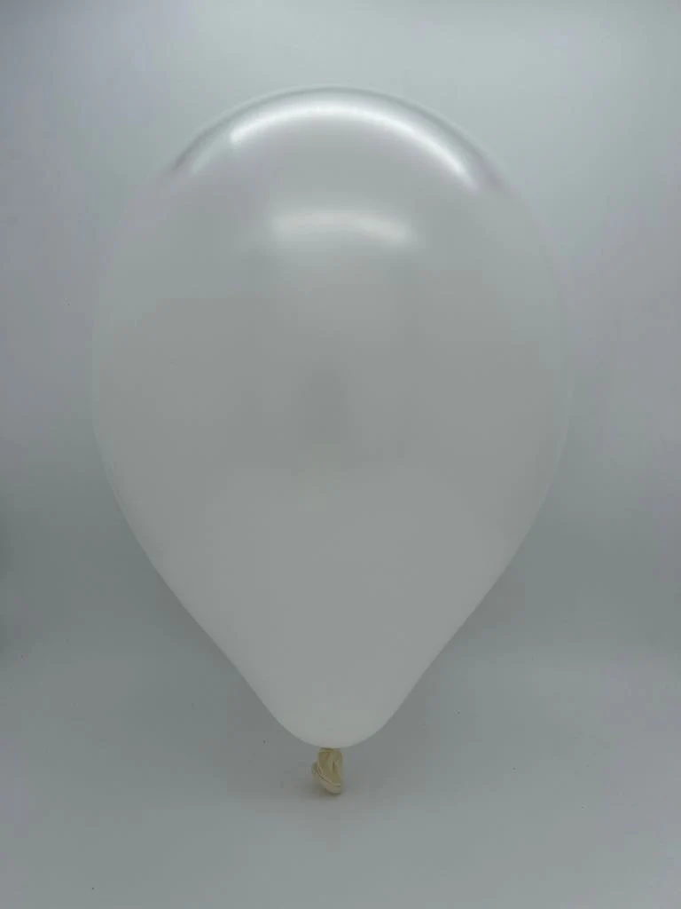 12" Metallic White Decomex Latex Balloons (100 Per Bag) - Image 2