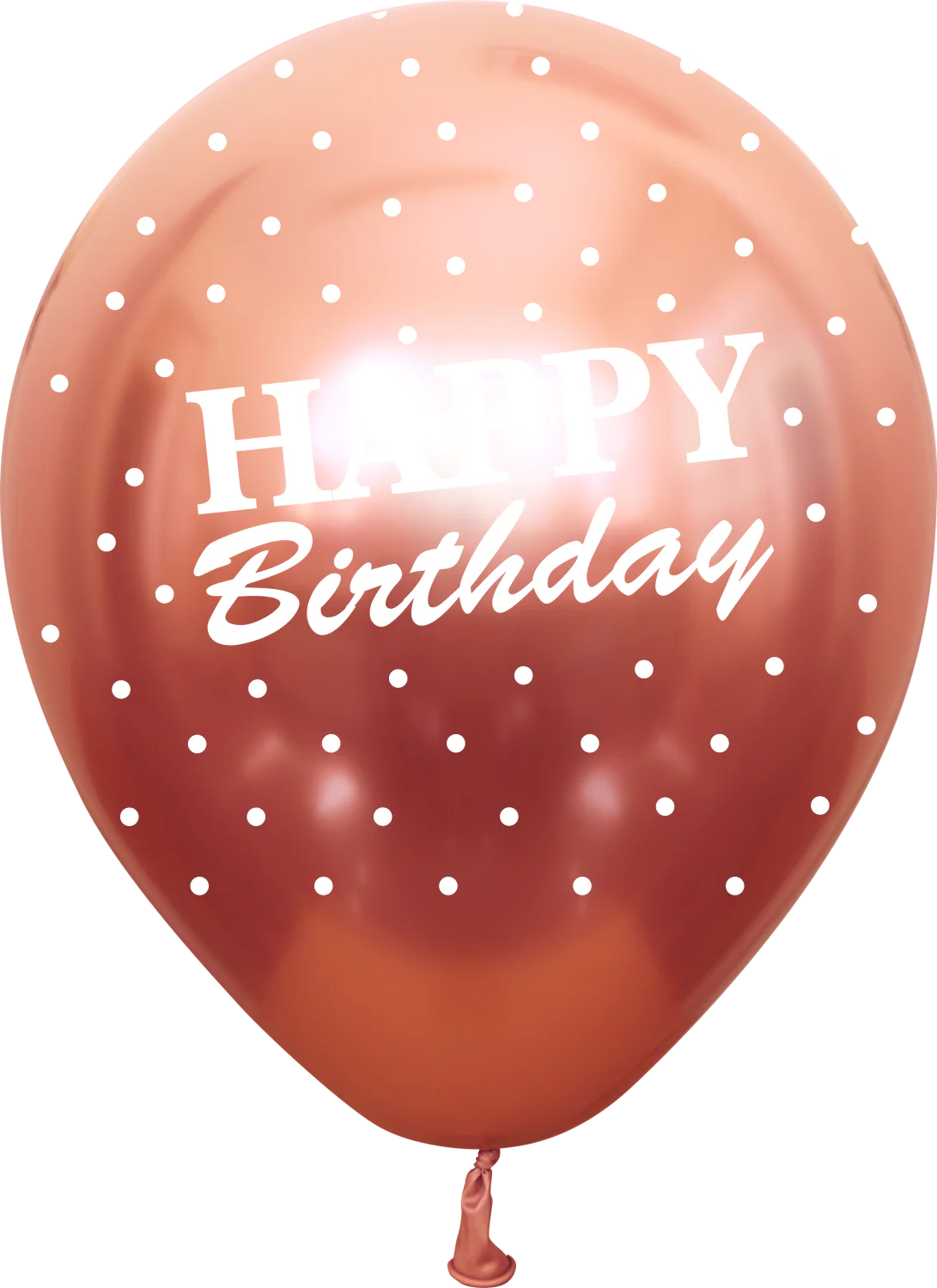 12" Mirror Happy Birthday All Around Rose Gold Latex Balloons (25 Per Bag) 5 Side Print