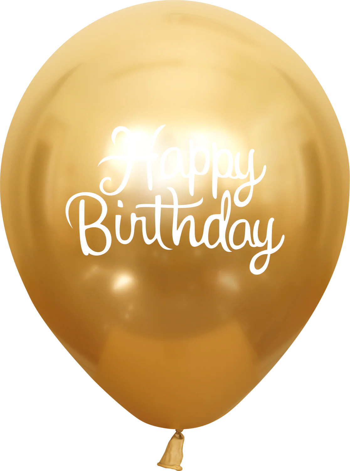 12" Mirror Happy Birthday Gold Latex Balloons (25 Per Bag) 2 Side Print