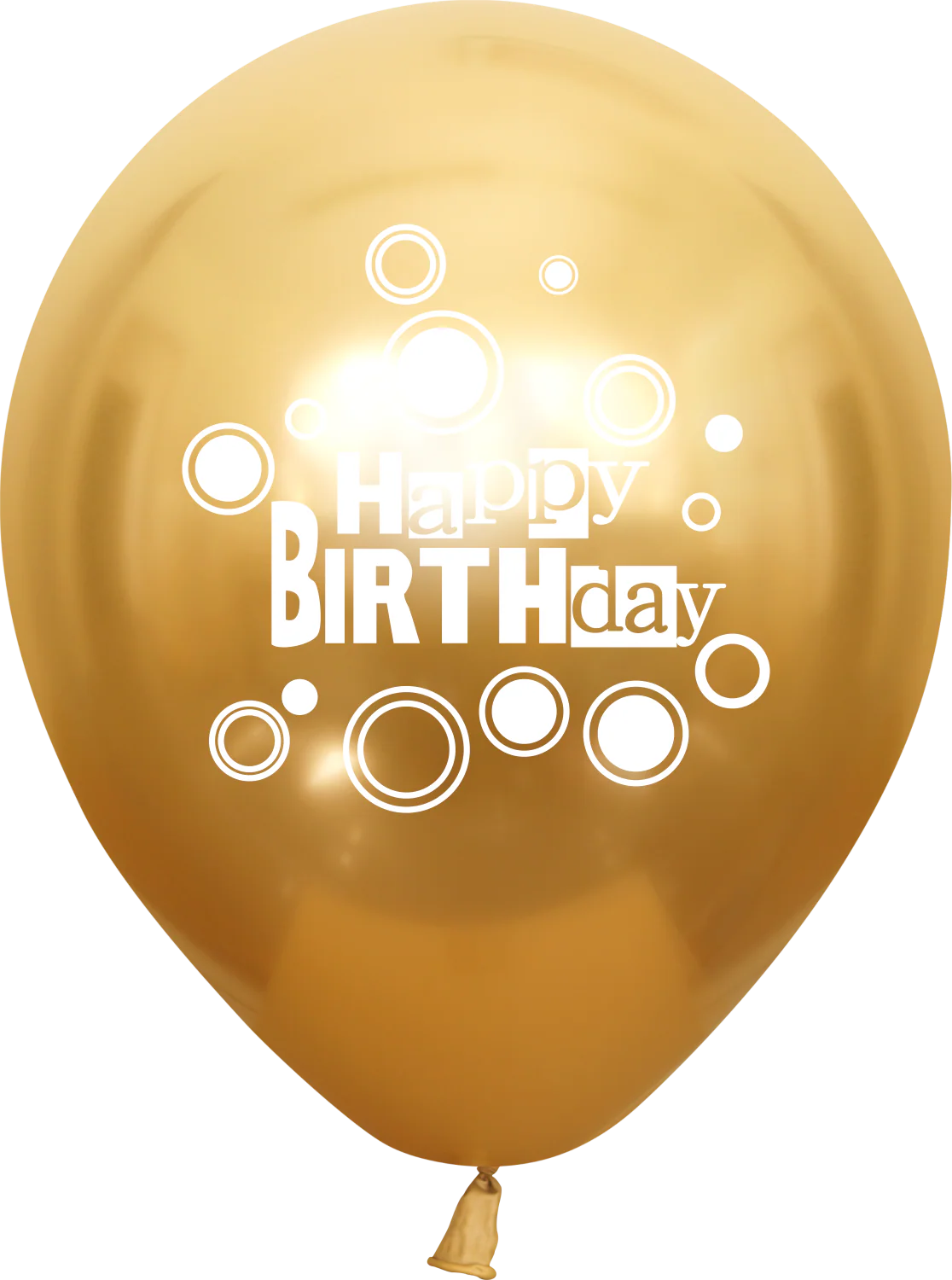 12" Mirror Happy Birthday Gold Latex Balloons (25 Per Bag) 2 Side Print