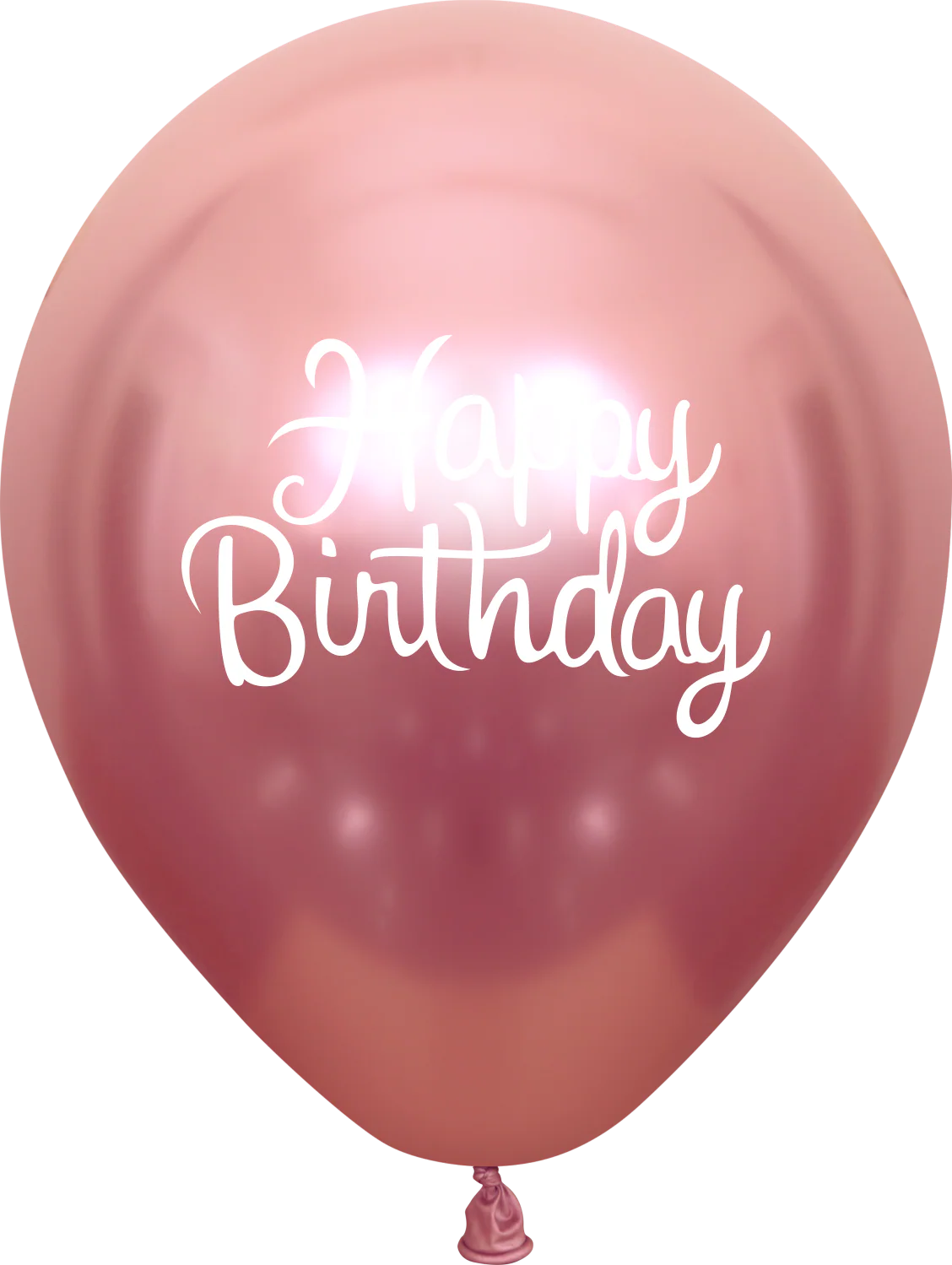 12" Mirror Happy Birthday Pink Latex Balloons (25 Per Bag) 2 Side Print