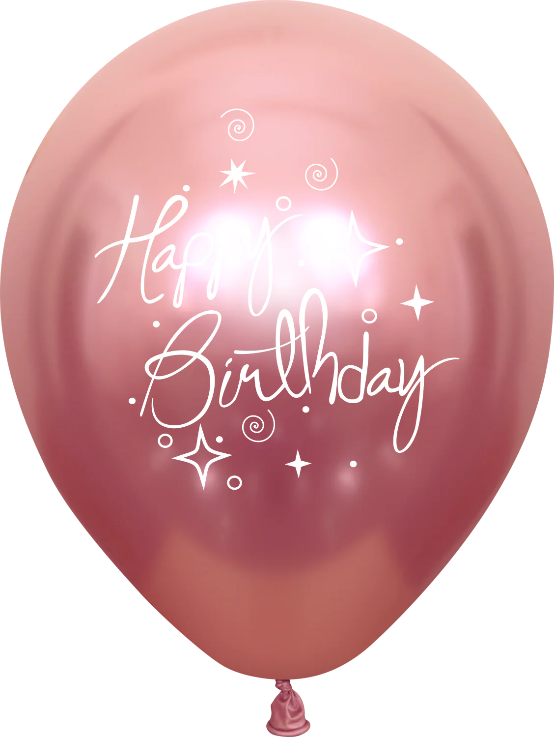 12" Mirror Happy Birthday Pink Latex Balloons (25 Per Bag) 2 Side Print