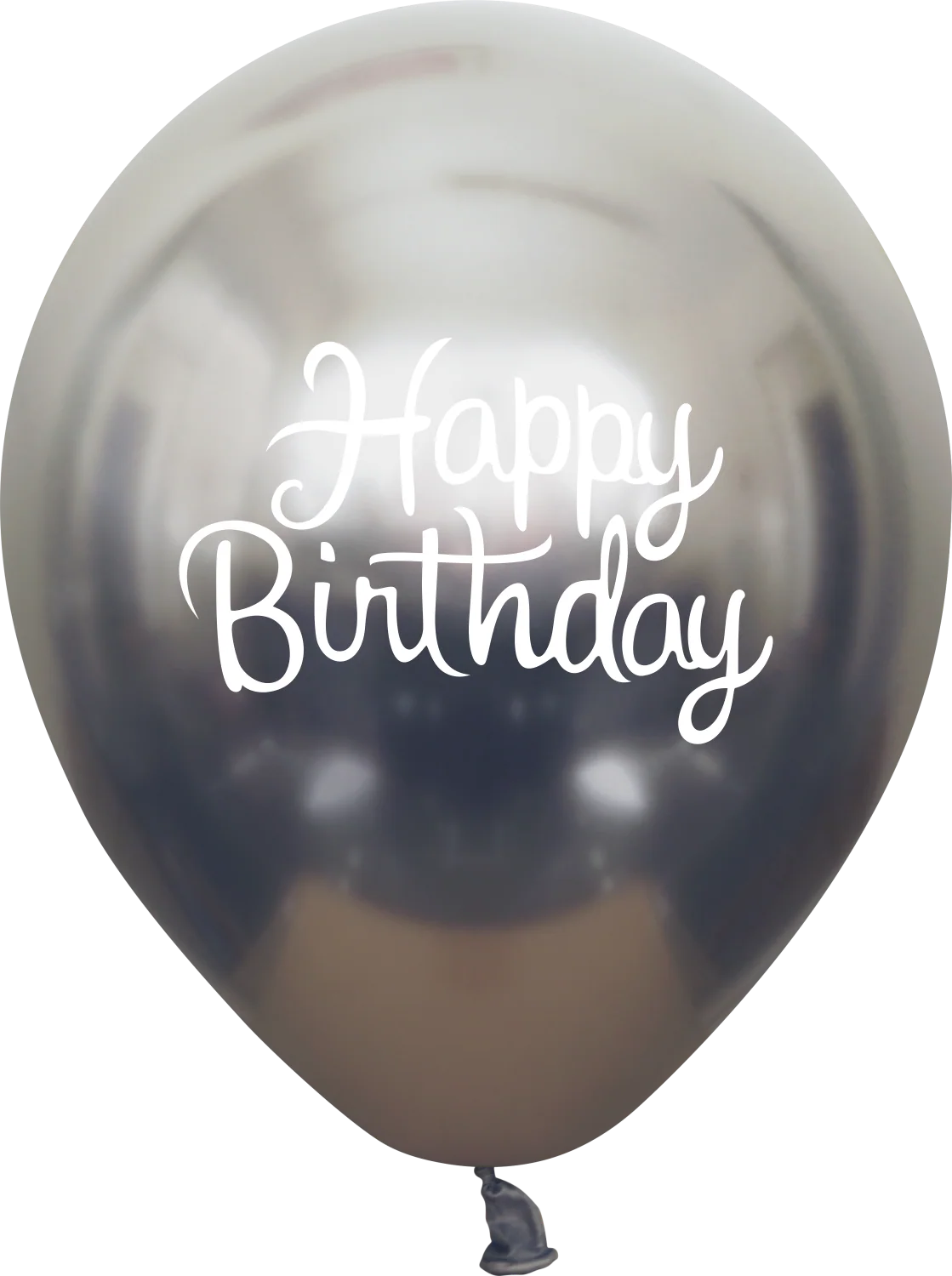 12" Mirror Happy Birthday Space Grey Latex Balloons (25 Per Bag) 2 Side Print