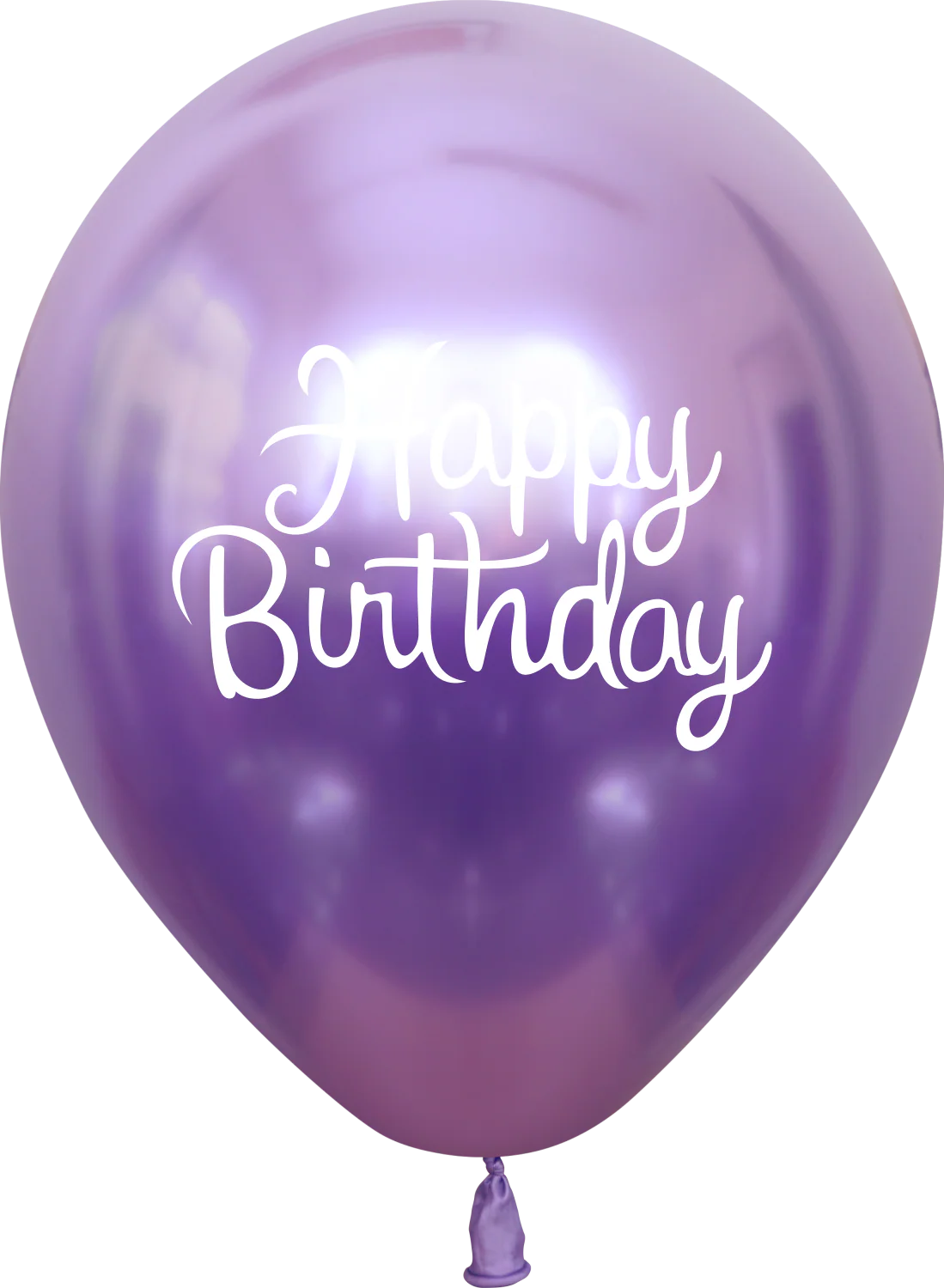 12" Mirror Happy Birthday Violet Latex Balloons (25 Per Bag) 2 Side Print
