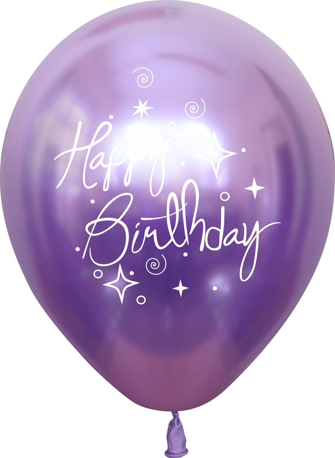 12" Mirror Happy Birthday Violet Latex Balloons (25 Per Bag) 2 Side Print