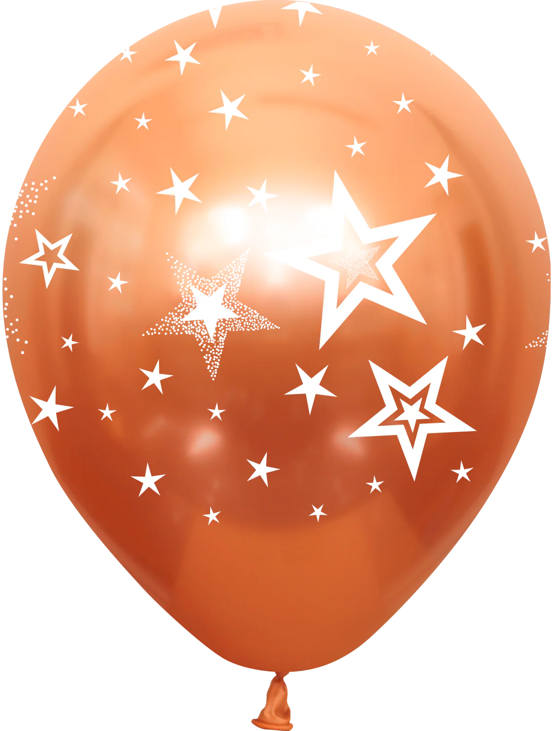 12" Mirror Stars All Around Copper Latex Balloons (25 Per Bag) 5 Side Print