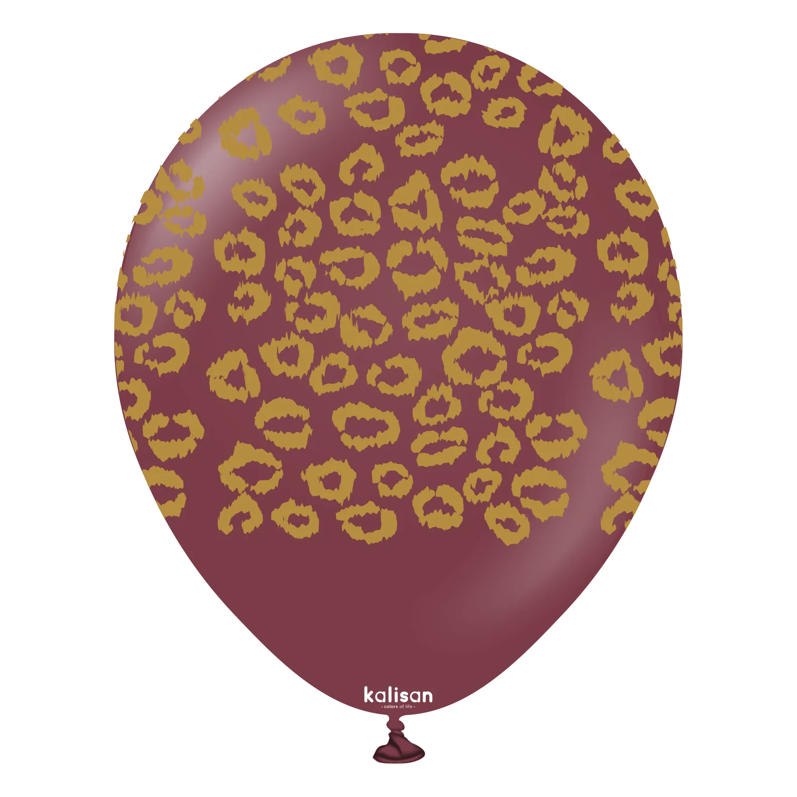 12" Safari Leopard Burgundy (Gold) Printed Kalisan Latex Balloons (25 Per Bag)