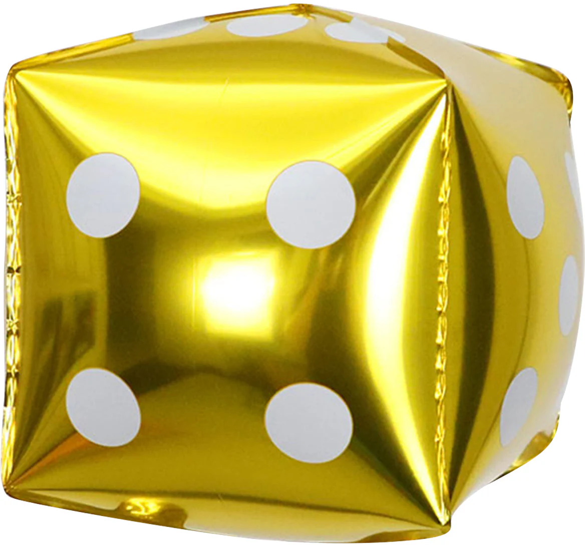 12" Airfill Only Gold Dice Casino Foil Balloon