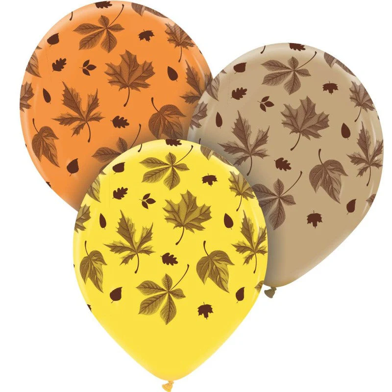 12" Autumn Leaves (Premium) Printed All Around (25 Per Bag) Cattex Brand Latex Balloons