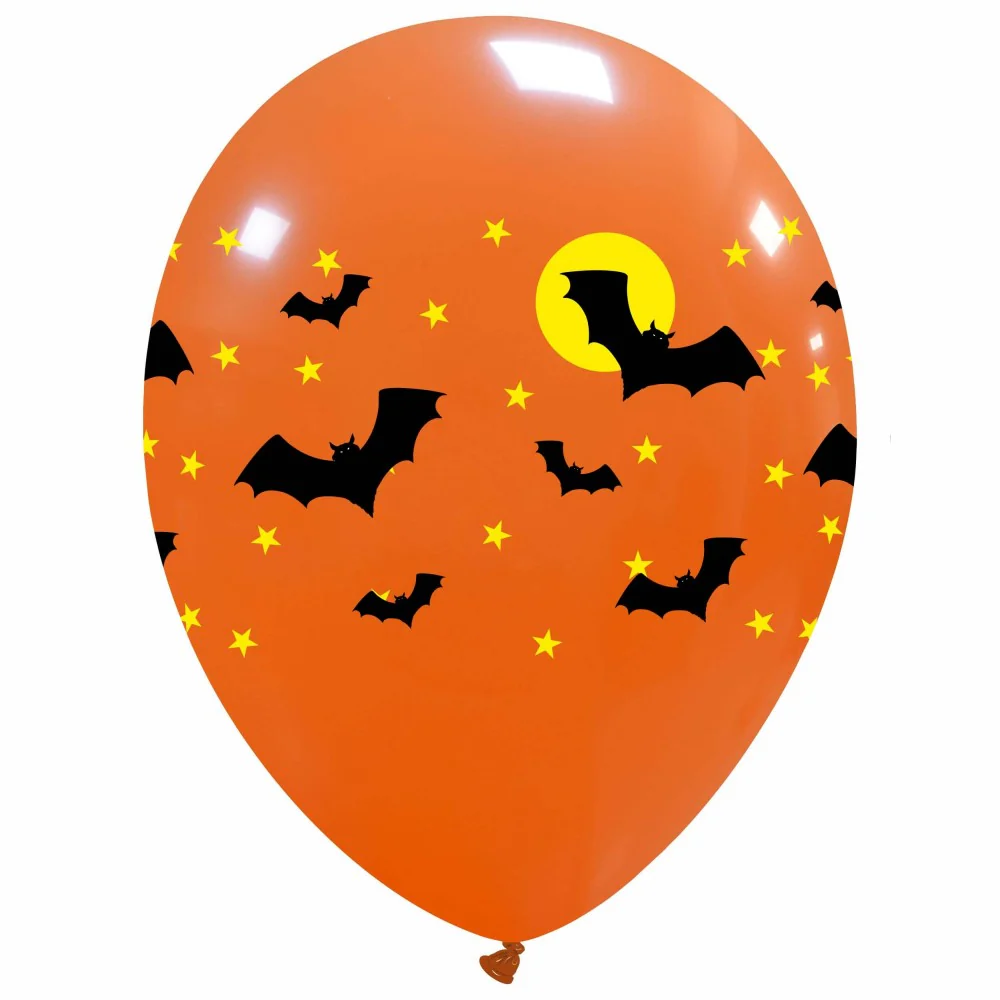 12" Bats 2 Color Around (25 Per Bag) Cattex Brand Printed Latex Balloons