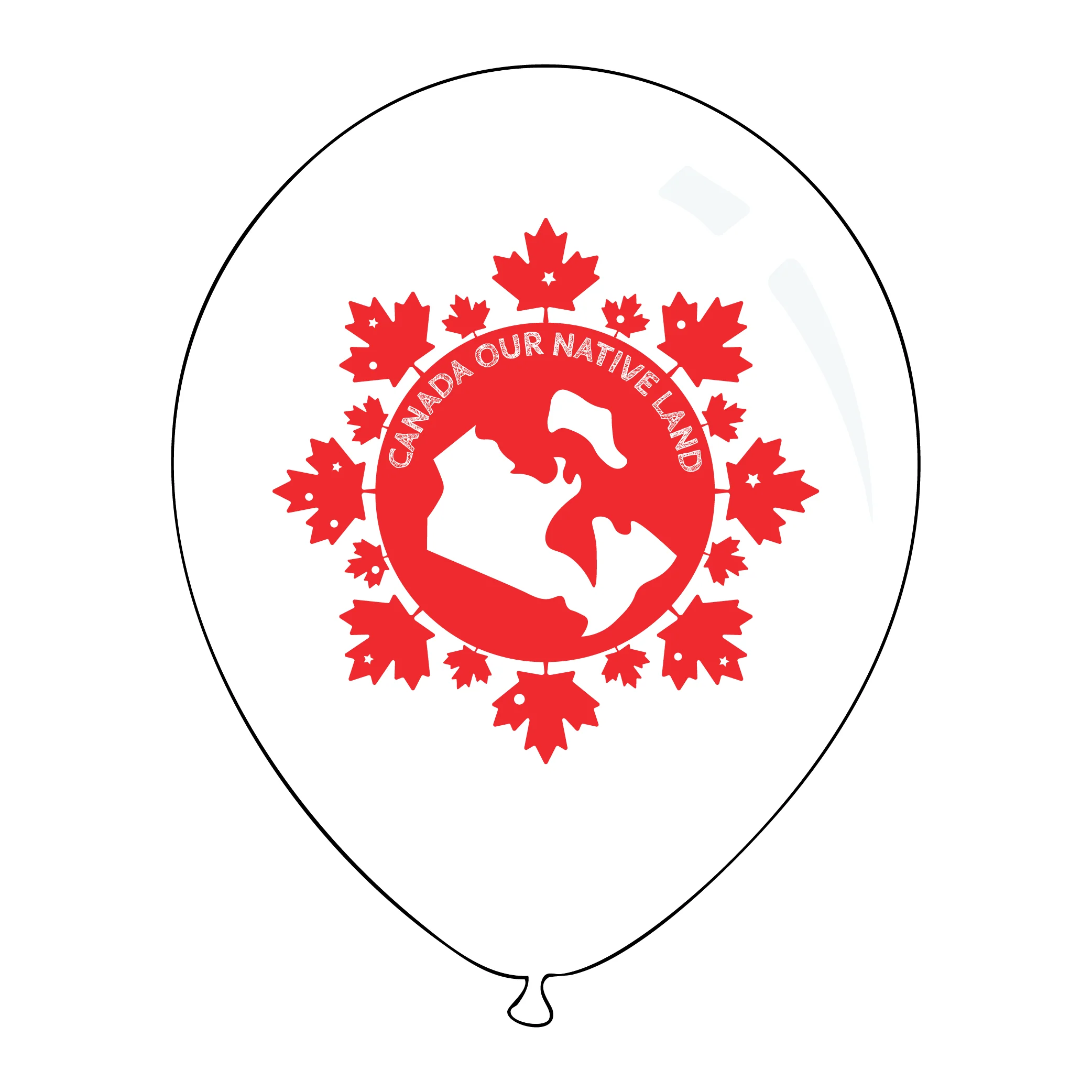 12" Canada Day Our Native Land Printed on Decomex Latex Balloons White with Red Print (25 per Bag) - Image 3
