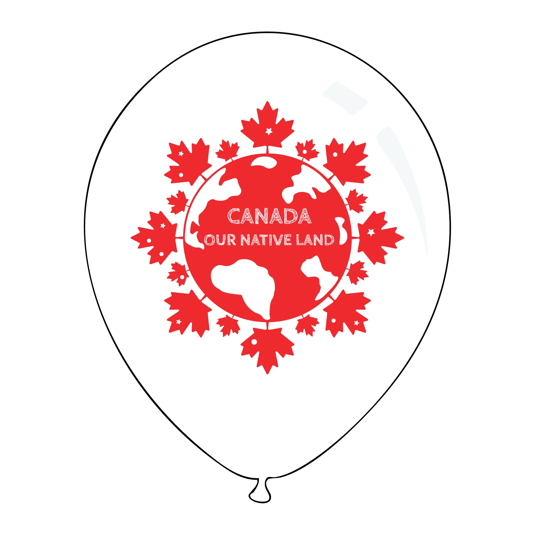 12" Canada Day Our Native Land Printed on Decomex Latex Balloons White with Red Print (25 per Bag) - Image 4