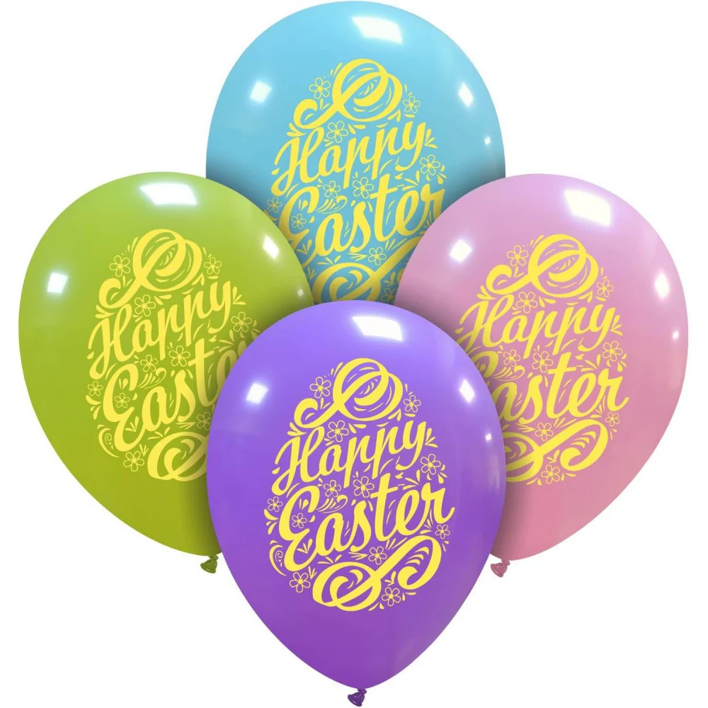 12" Cattex Brand Printed Latex Balloons (25 Per Bag) Easter Egg  Sky Blue, Pink, Lime, Lavender
