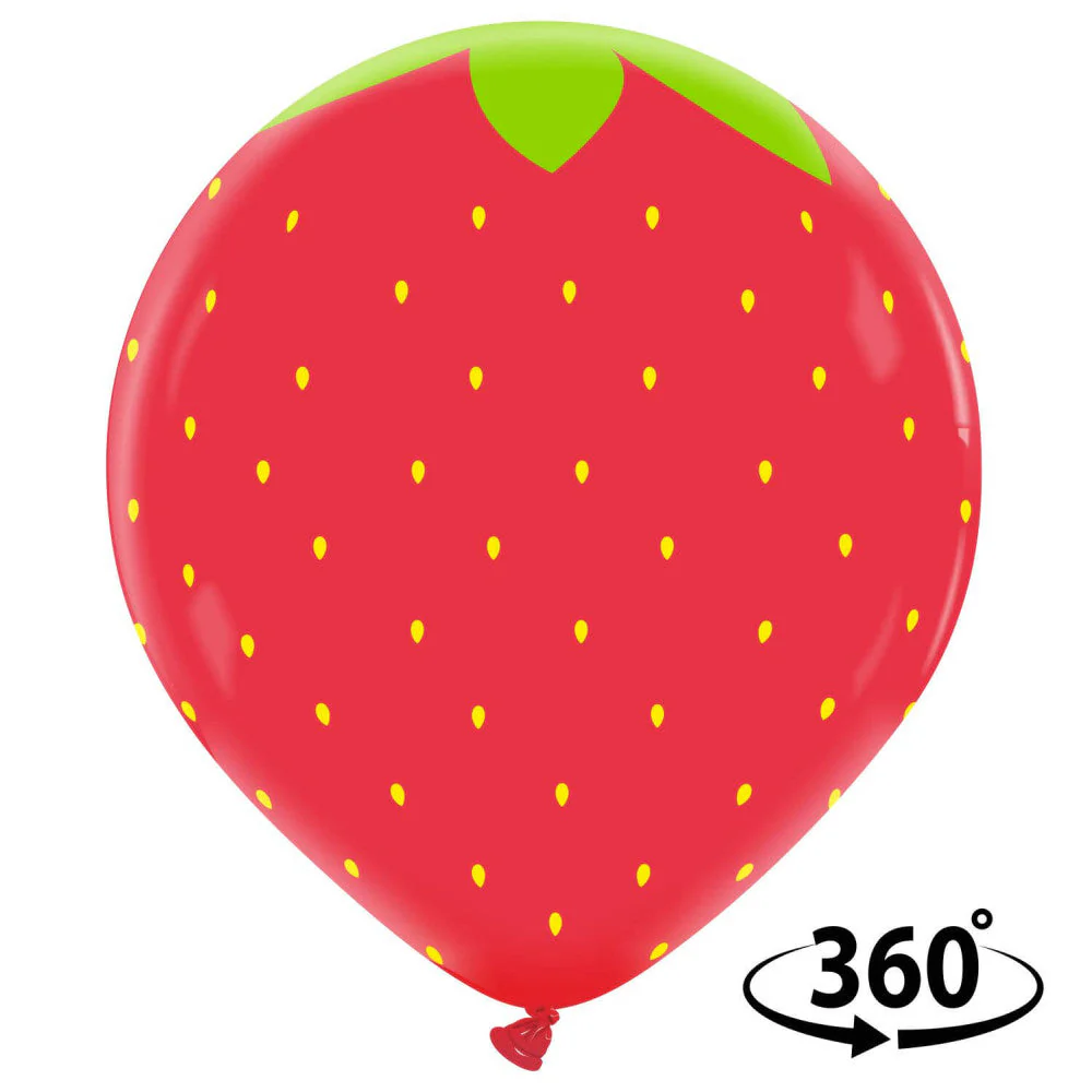 12" Cattex Brand Printed Strawberry Latex Balloons (25 Per Bag)