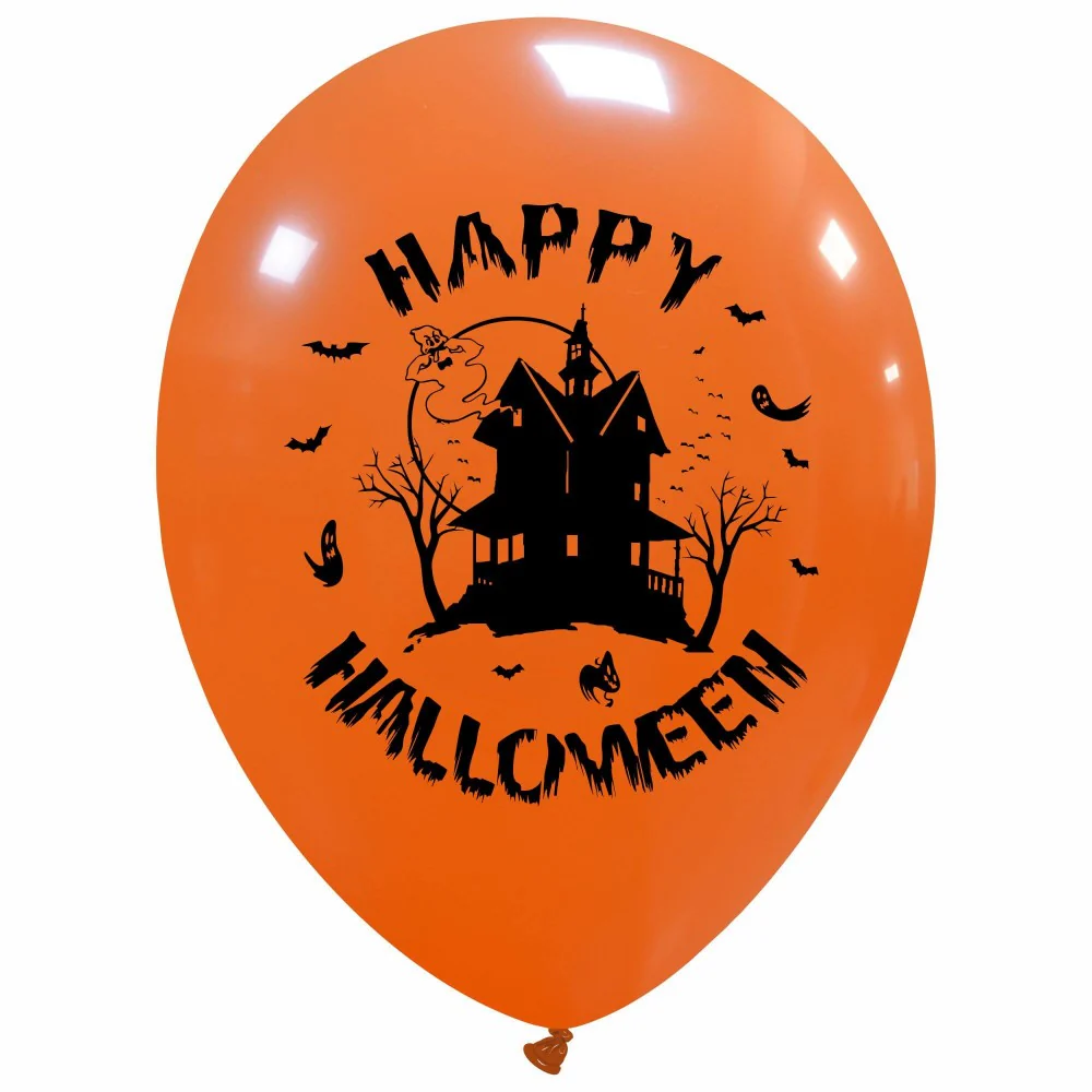 12" Haunted House 1 sided (25 Per Bag) Cattex Brand Printed Latex Balloons