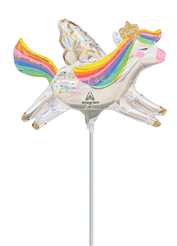12" Holographic Mini Shape Pegasus Foil Balloon (Sticks Sold Separately)
