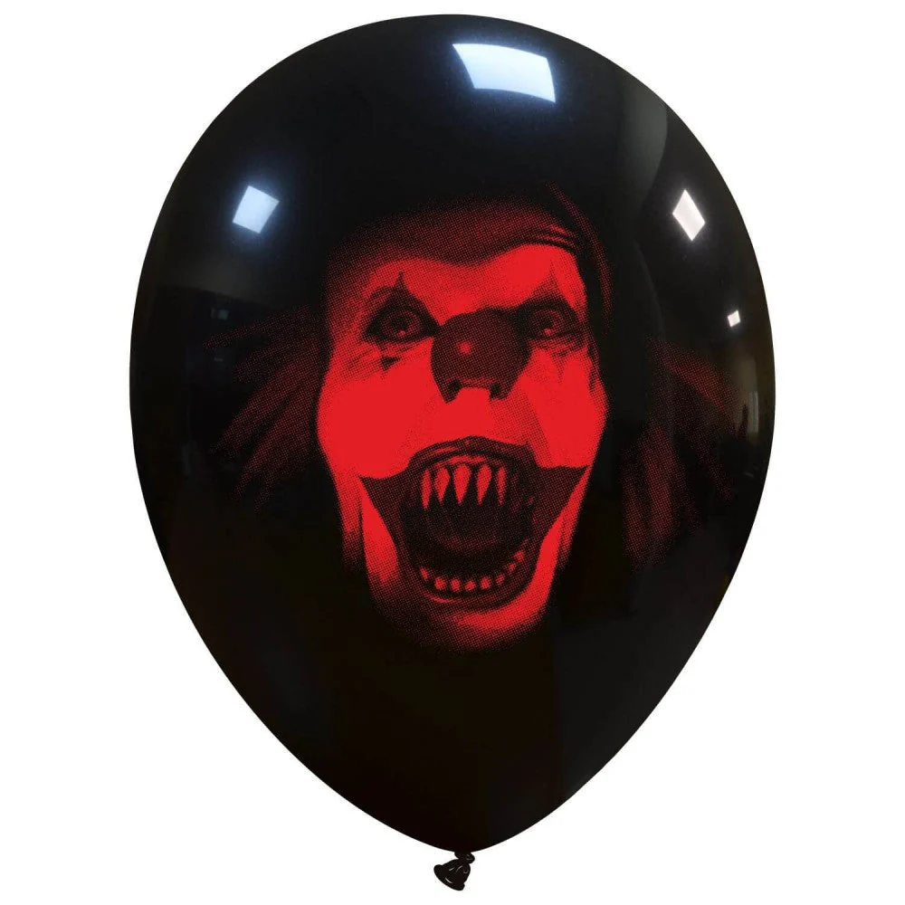 12" Horror Portraits Clown 2 Sided (25 Per Bag) Cattex Brand Printed Latex Balloons