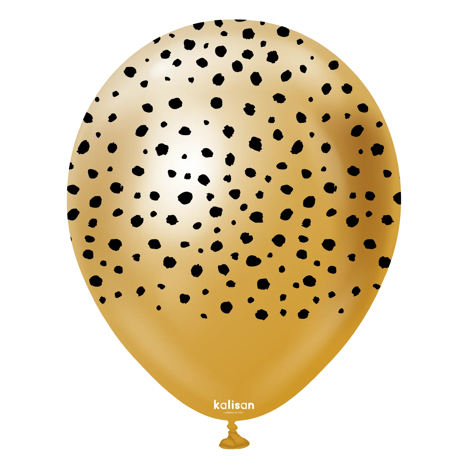 12" Kalisan Printed Cheetah Mirror Gold (Print Color: Black) (25 Per Bag) Latex Balloons