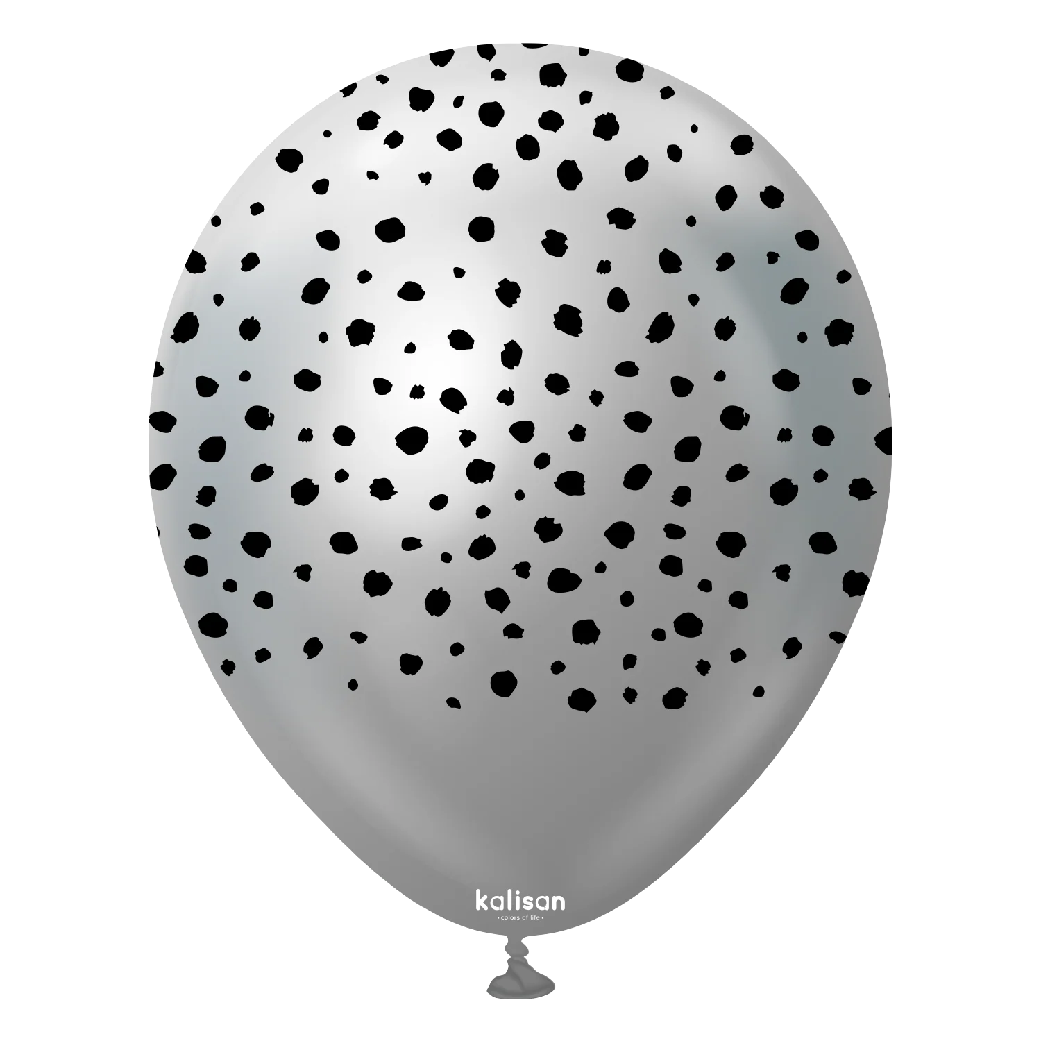 12" Kalisan Printed Cheetah Mirror Silver (Print Color: Black) (25 Per Bag) Latex Balloons