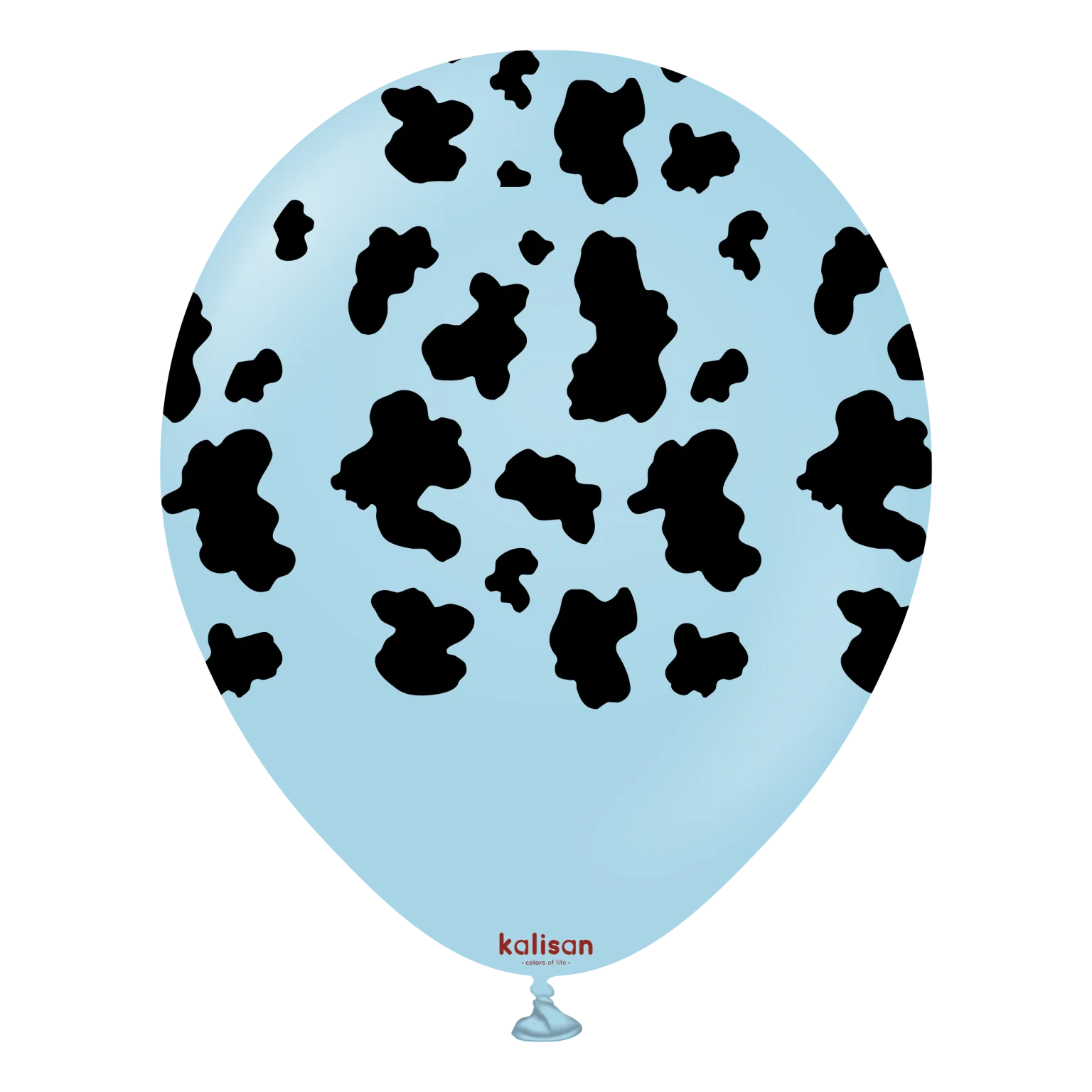 12" Kalisan Printed Cow Macaron Blue (Print Color: Black) (25 Per Bag) Latex Balloons