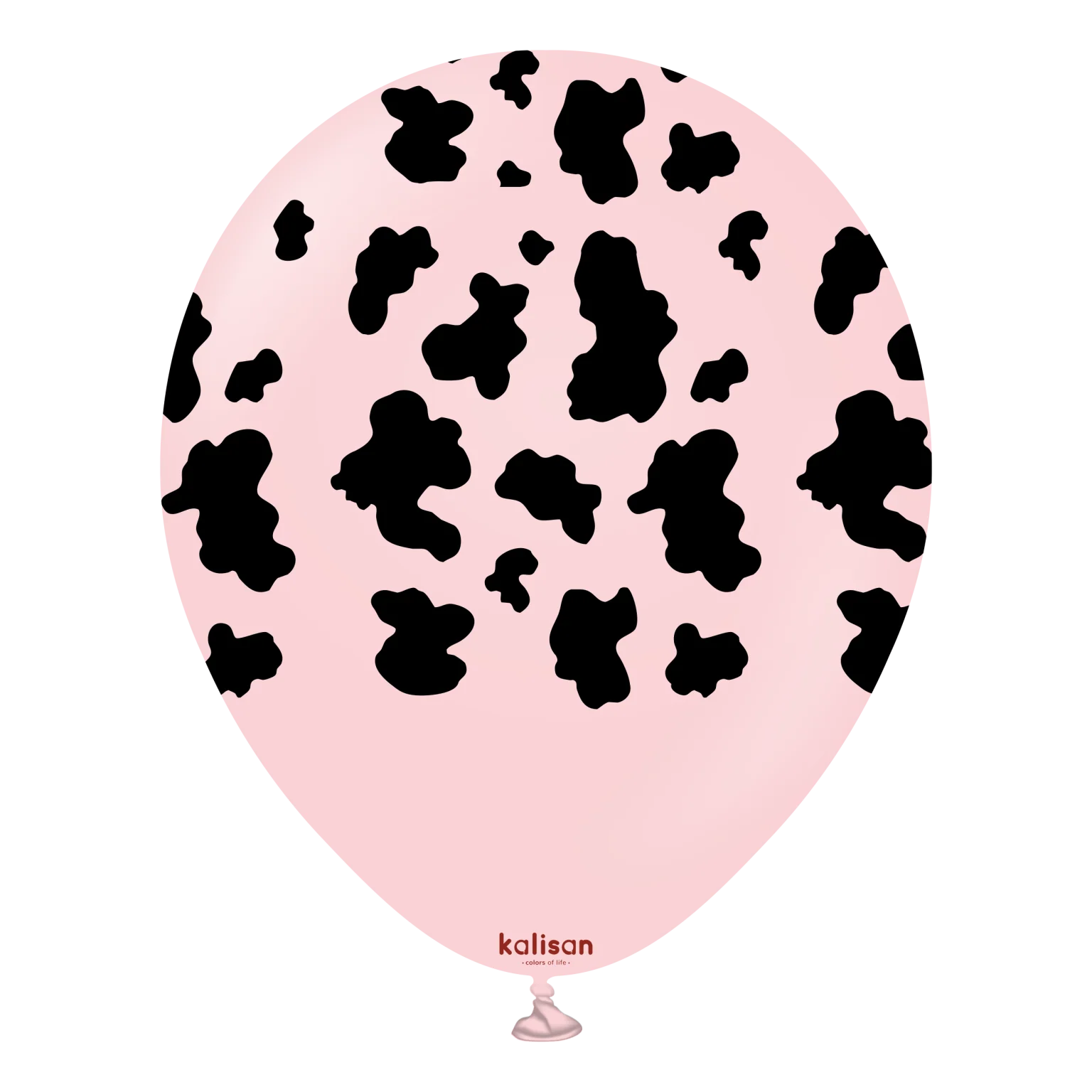12" Kalisan Printed Cow Macaron Pink (Print Color: Black) (25 Per Bag) Latex Balloons