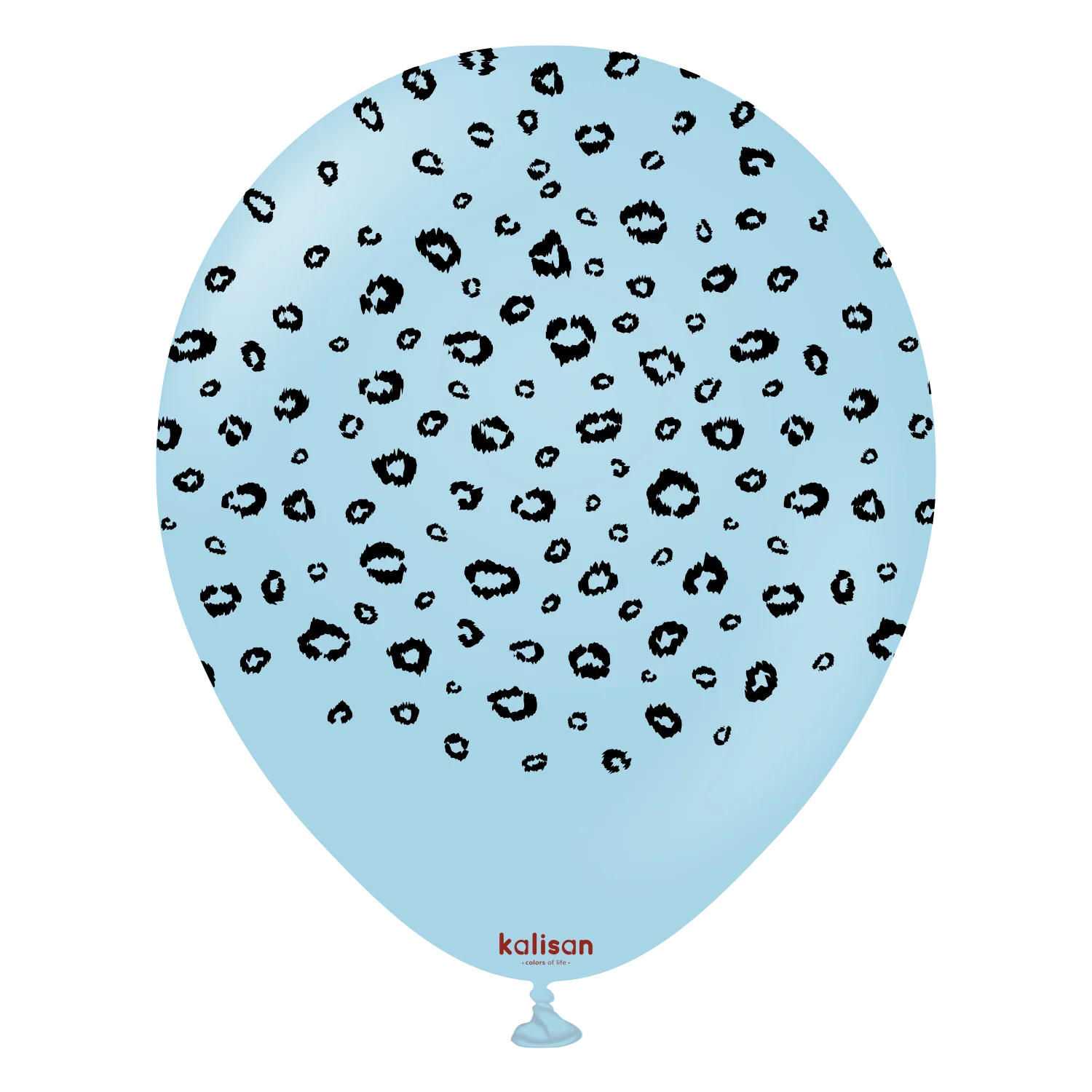 12" Kalisan Printed Leopard Macaron Blue (Print Color: Black) (25 Per Bag) Latex Balloons