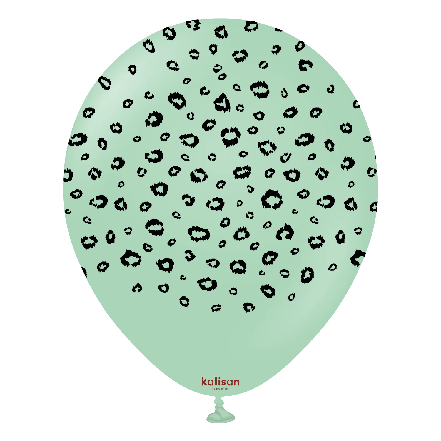 12" Kalisan Printed Leopard Macaron Green (Print Color: Black) (25 Per Bag) Latex Balloons