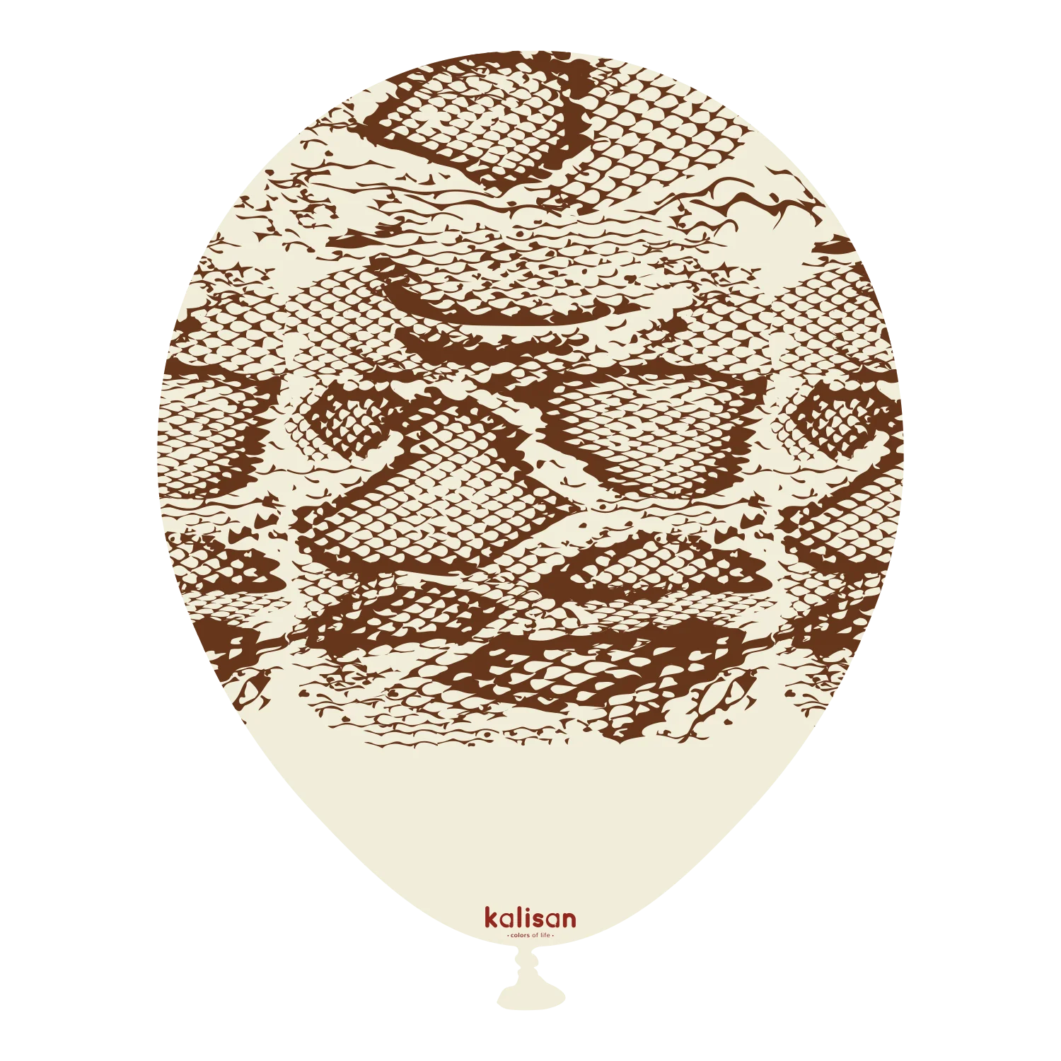 12" Kalisan Printed Snake White Sand (Print Color: Dark Brown) (25 Per Bag) Latex Balloons