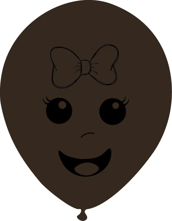 12" Latex Balloons Single Sided (25 Per Bag) Baby Face Print 01 Decomex Chocolate Brown