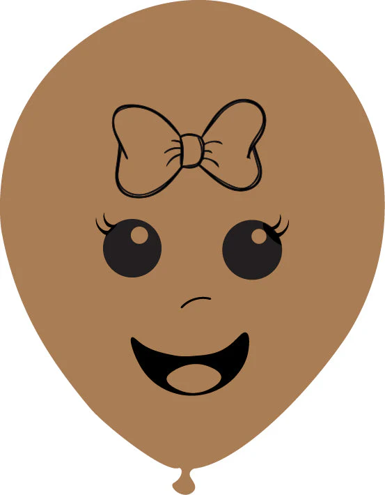 12" Latex Balloons Single Sided (25 Per Bag) Baby Face Print 01 Decomex Desert Sand