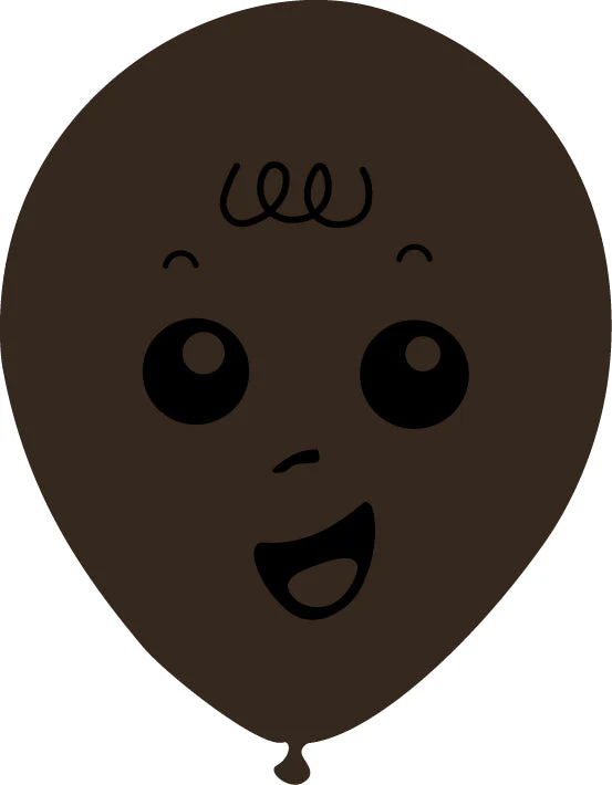 12" Latex Balloons Single Sided (25 Per Bag) Baby Face Print 02 Decomex Chocolate Brown