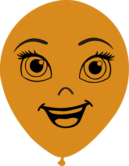 12" Latex Balloons Single Sided (25 Per Bag) Face Print 07 Decomex Mocha Brown