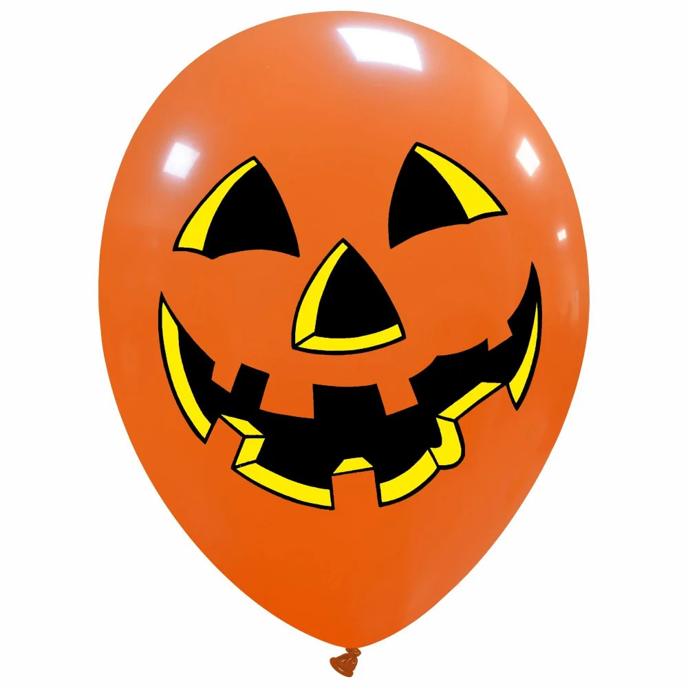 12" Pumpkin Face 2 Color 1 sided (25 Per Bag) Cattex Brand Printed Latex Balloons