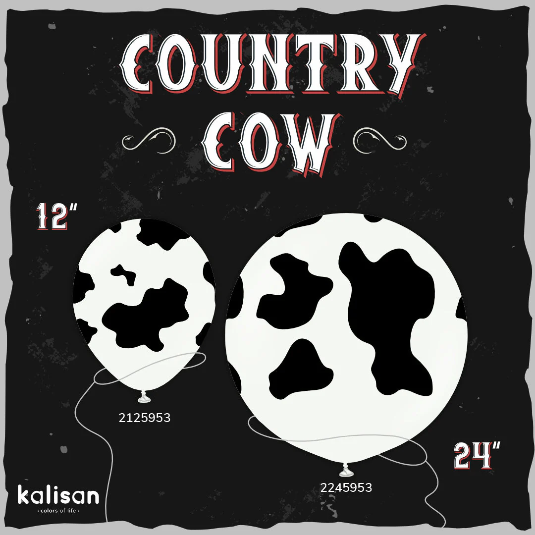 12" Safari Large Cow Printed White Kalisan Latex Balloons (25 Per Bag) - Image 3