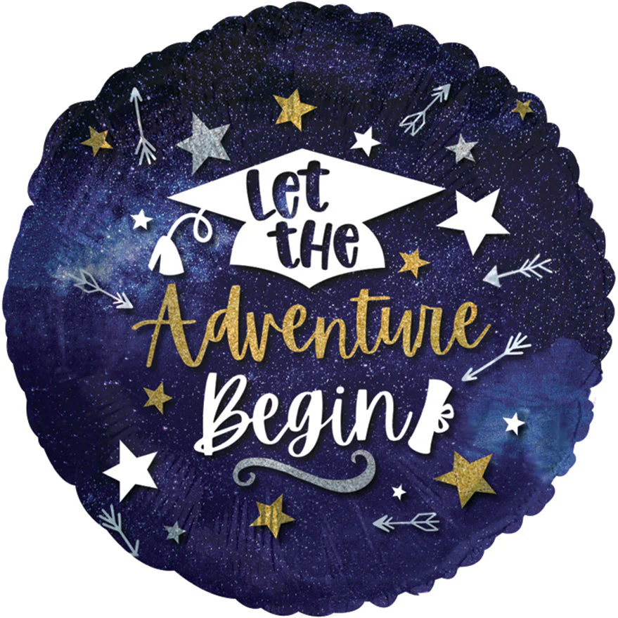 9" Airfill Only (Sticks Sold Separately) Let The Adventure Begin Foil Balloon