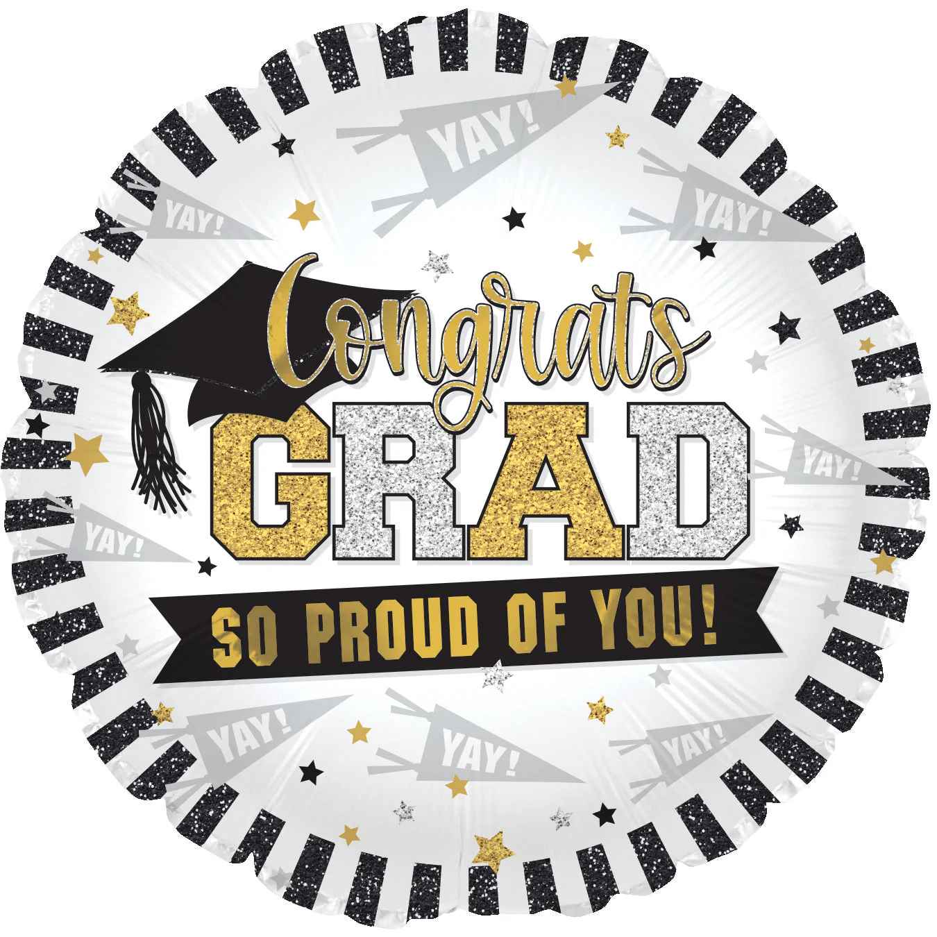 9" Airfill Only (Sticks Sold Separately) Congrats Grad, So Proud Foil Balloon