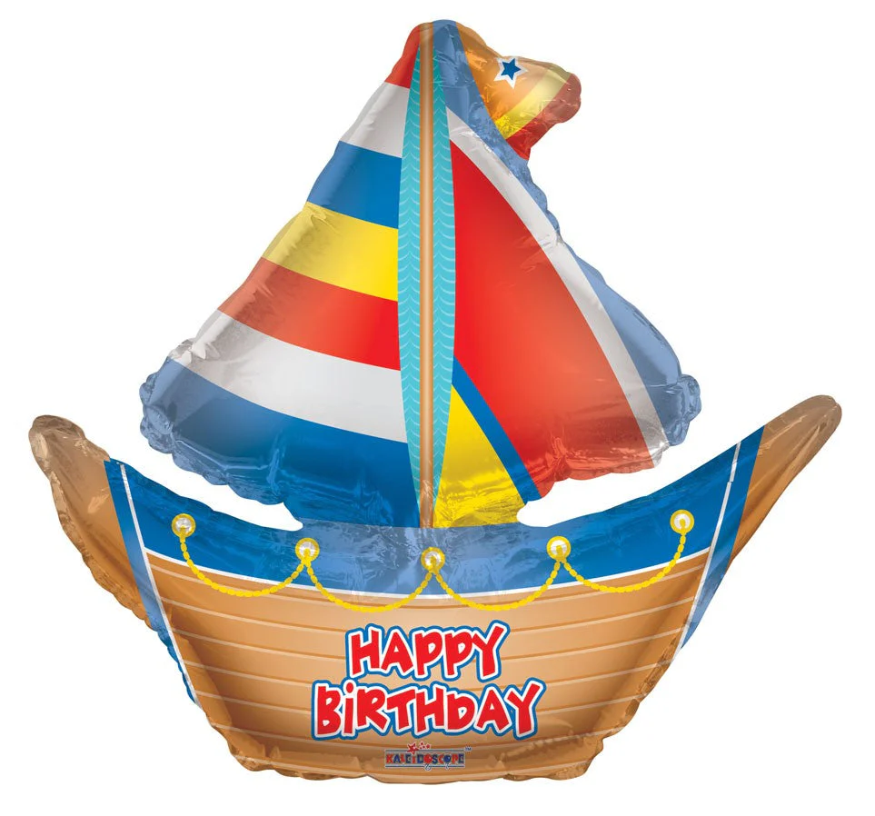 13" Airfill Only (Sticks Sold Separately) Birthday Sailboat Shape Balloon