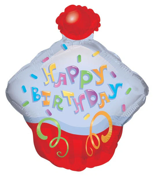 13" Airfill Only (Sticks Sold Separately) Cupcake Happy Birthday Balloon