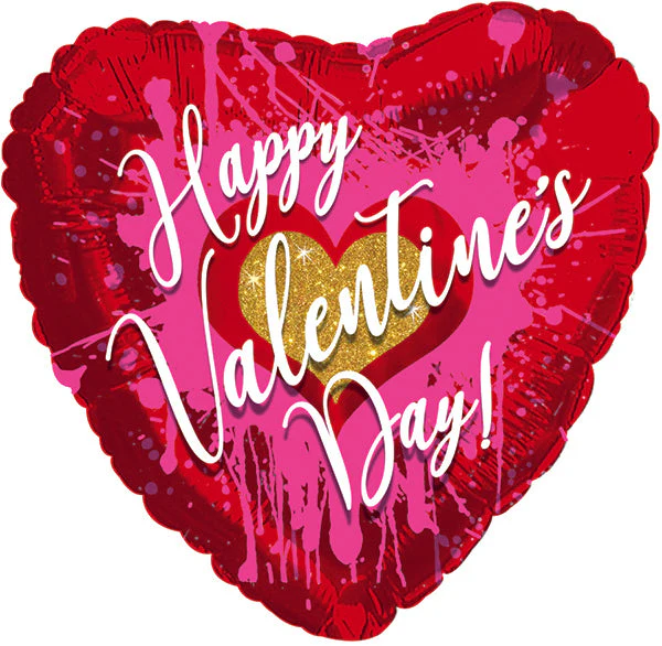 13" Airfill Only (Sticks Sold Separately) Happy Valentine's Day Abstract Foil Balloon