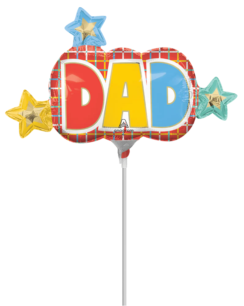 13" Airfill Only (Sticks Sold Separately) Mini Shape Graphic Grids Dad Foil Balloon