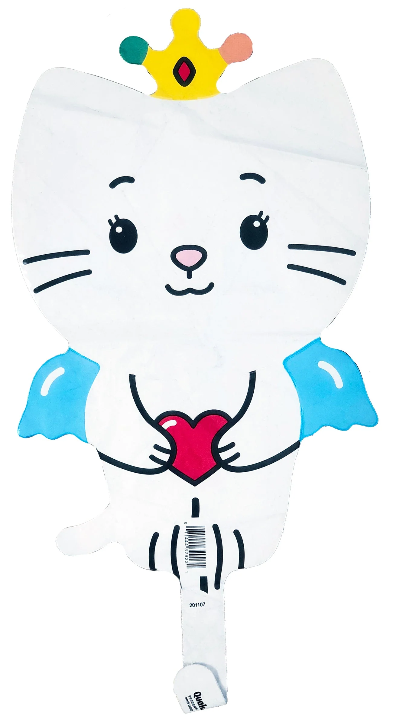 14" Airfill Only (Sticks Sold Separately) Angel Cat Sugar Shape Foil Balloon