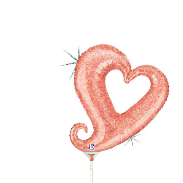 14" Airfill Only (Sticks Sold Separately) Chain of Hearts - Rose Gold Foil Balloon