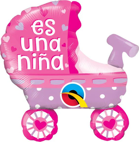 14" Airfill Only (Sticks Sold Separately) Es Una Nina Baby Stroller Foil Balloon
