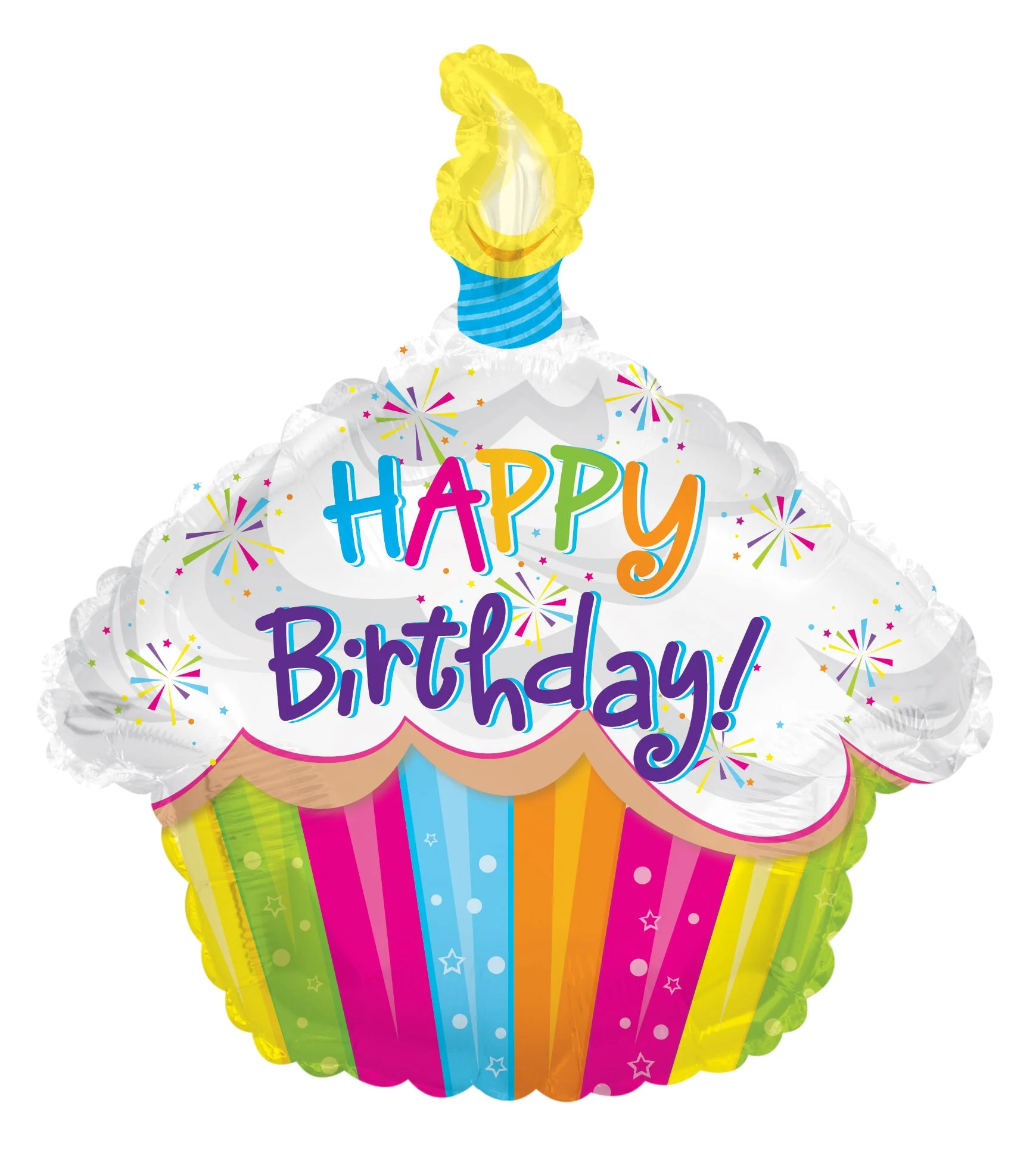 11" Airfill Only (Sticks Sold Separately) Foil Balloon Happy Birthday Cupcake Shape