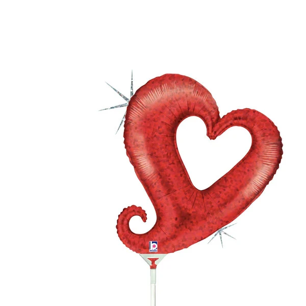 14" Airfill Only (Sticks Sold Separately) Holographic Shape Chain of Hearts - Red Balloon