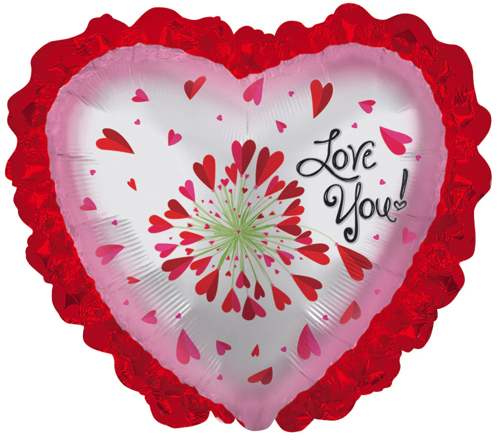 14" Airfill Only (Sticks Sold Separately) Love You Flower with lace Foil Balloon
